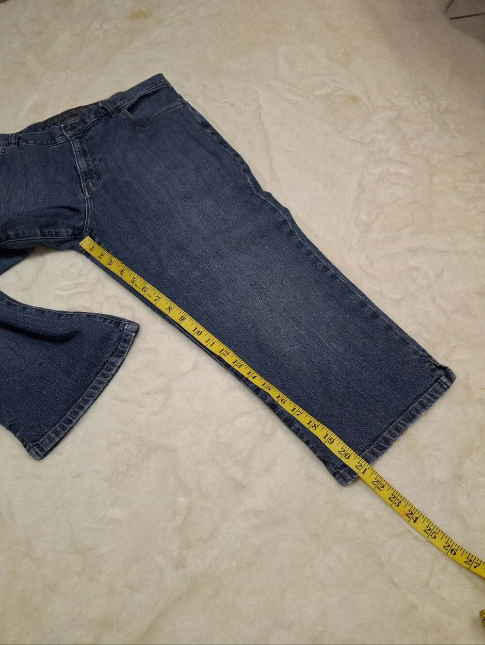 Y2K Lauren Jean Co. Crop Wide Leg Capri Denim Jeans Thailand Made Women Size 14 - Picture 12 of 16